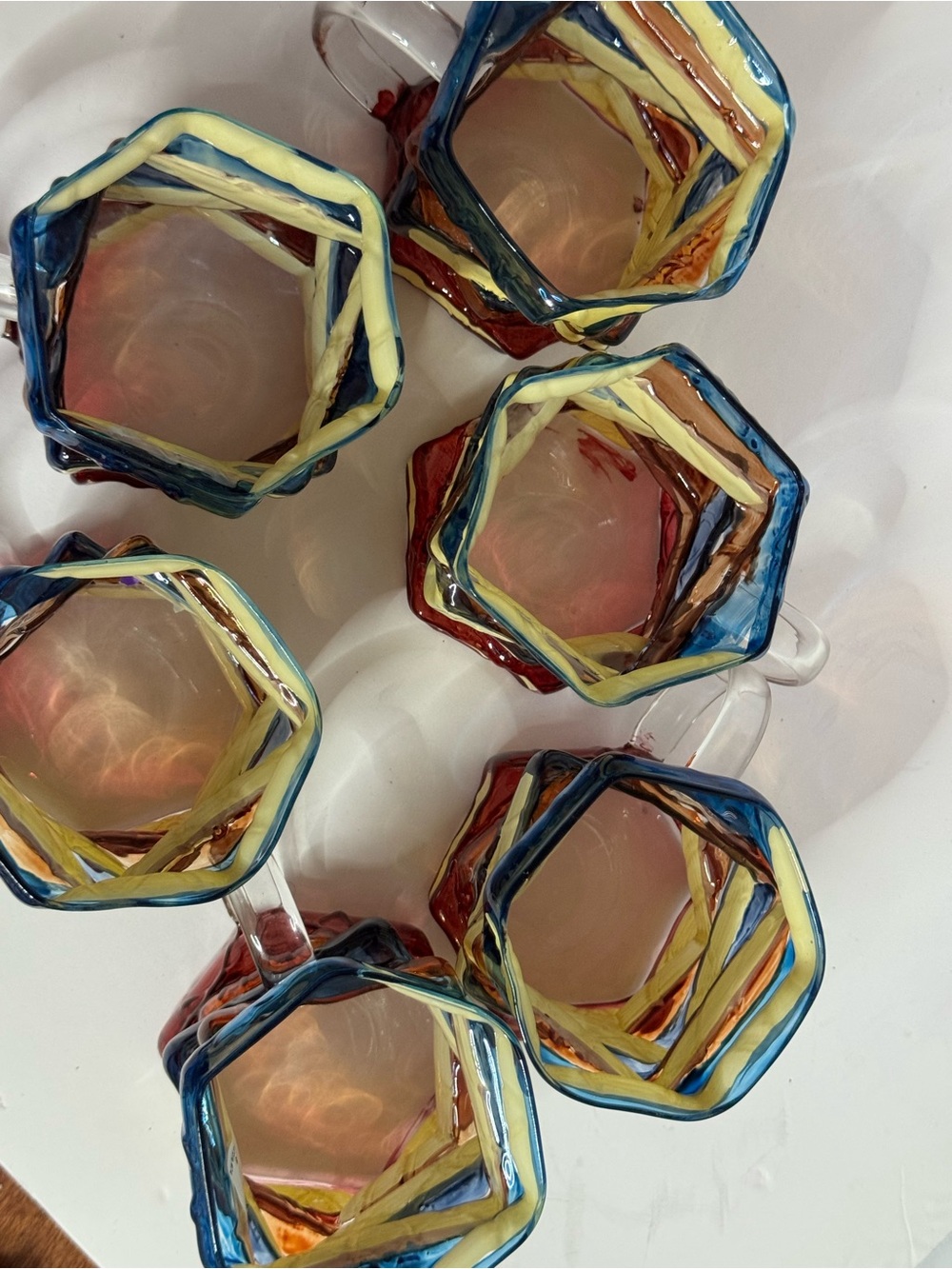 Set of Colorful Stacked Hexagon Glass Mugs - Picture 5 of 5
